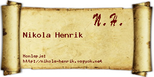 Nikola Henrik névjegykártya